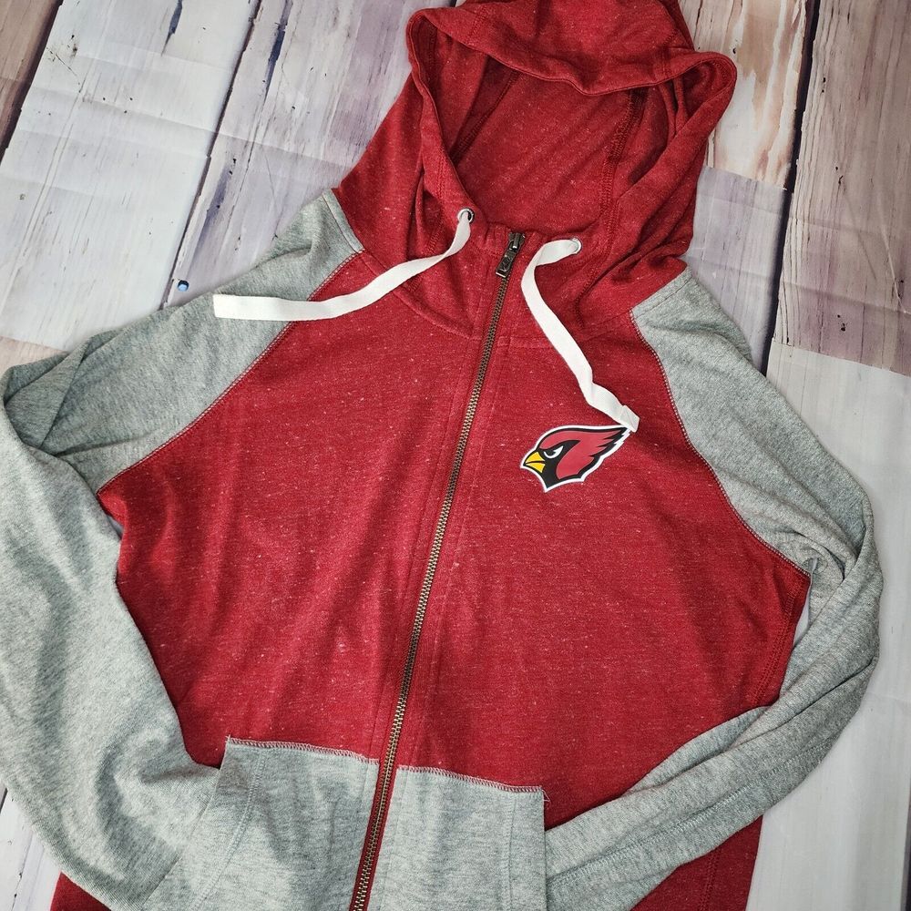 Nike Arizona Cardinals Womens Small Hoodie Red Gray Full Zip Lightweight NFL EUC